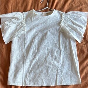 White Ruffle Sleeve Blouse | Romantic Cotton Top | Cottagecore Inspired | small